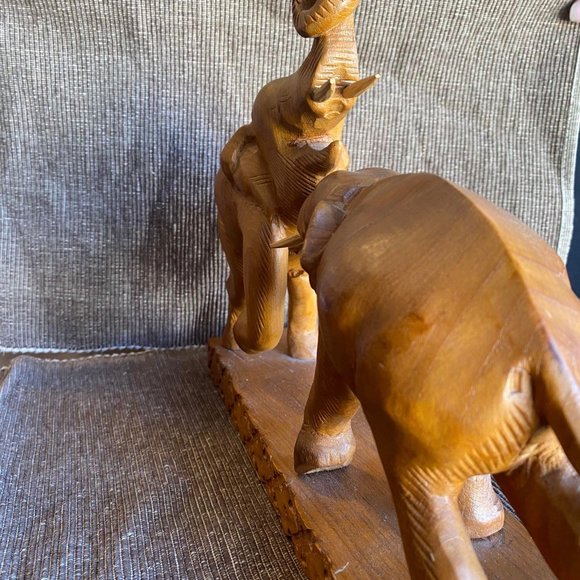 handmade Art Hand Carved Elephants Solid Teak Wood Poshmark